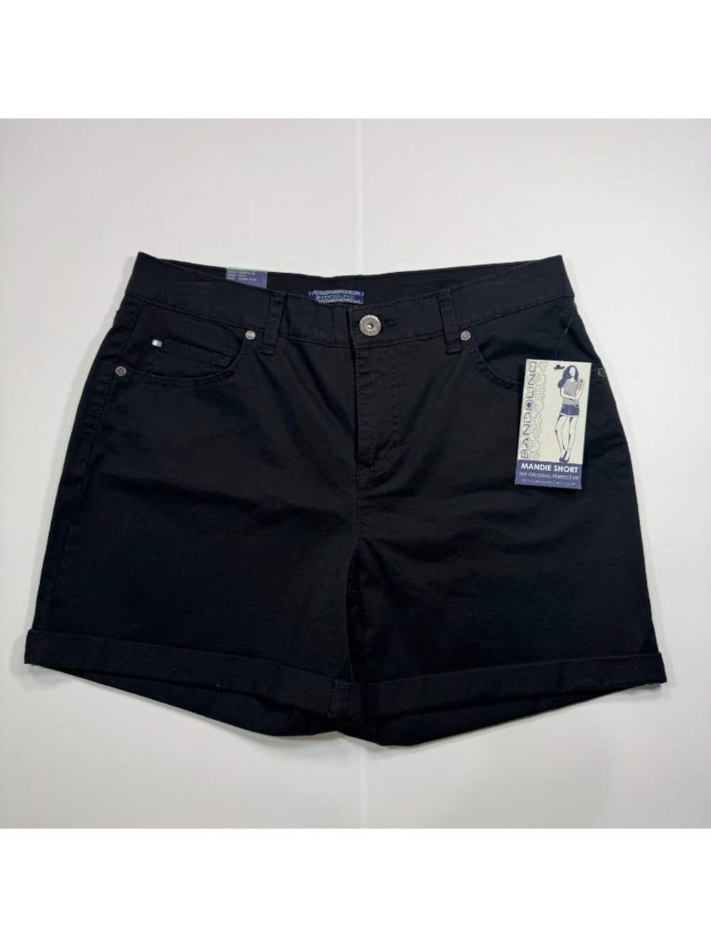 Bandolino Mandie Shorts Women's 8 Black Cotton Denim Bermuda Workwear Summer